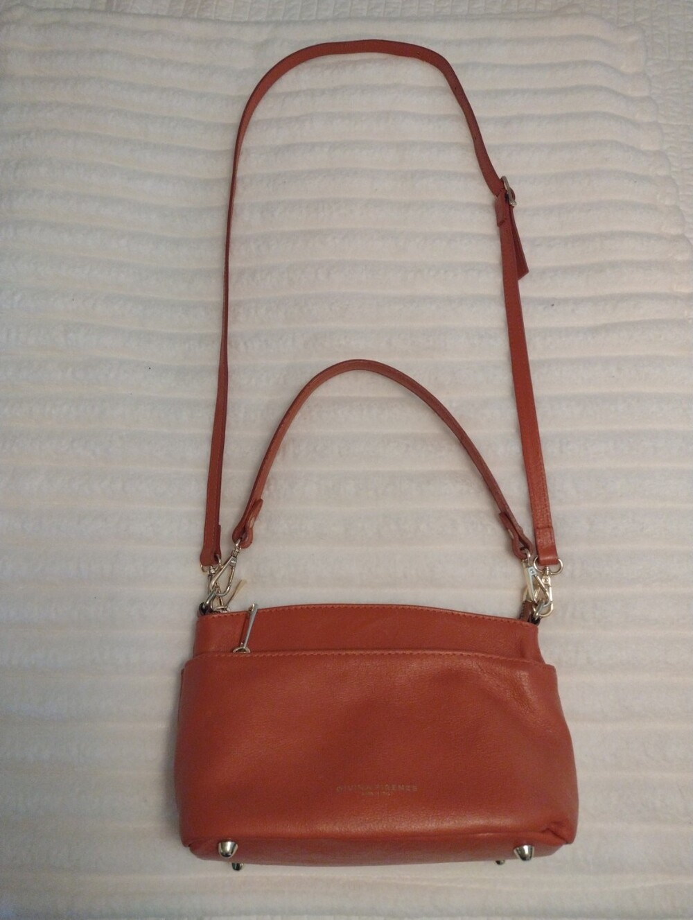 New Divina Firenze Italian Leather Shoulder Crossbody Bag Saffron Orange